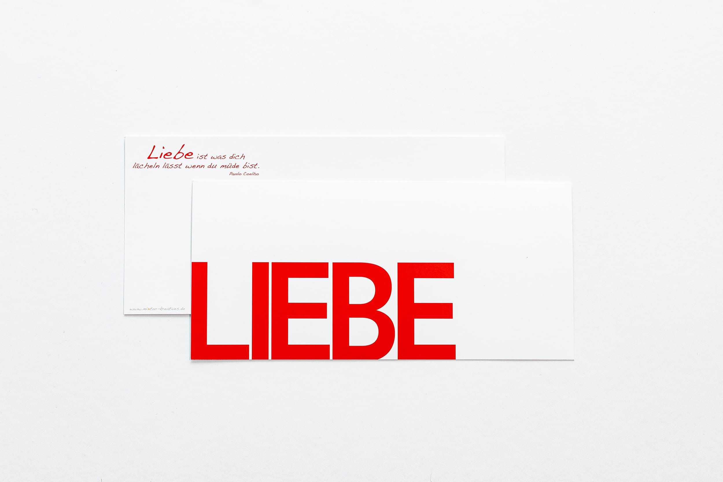 Grußkarte "LIEBE" als Postkarte mit Rückseite