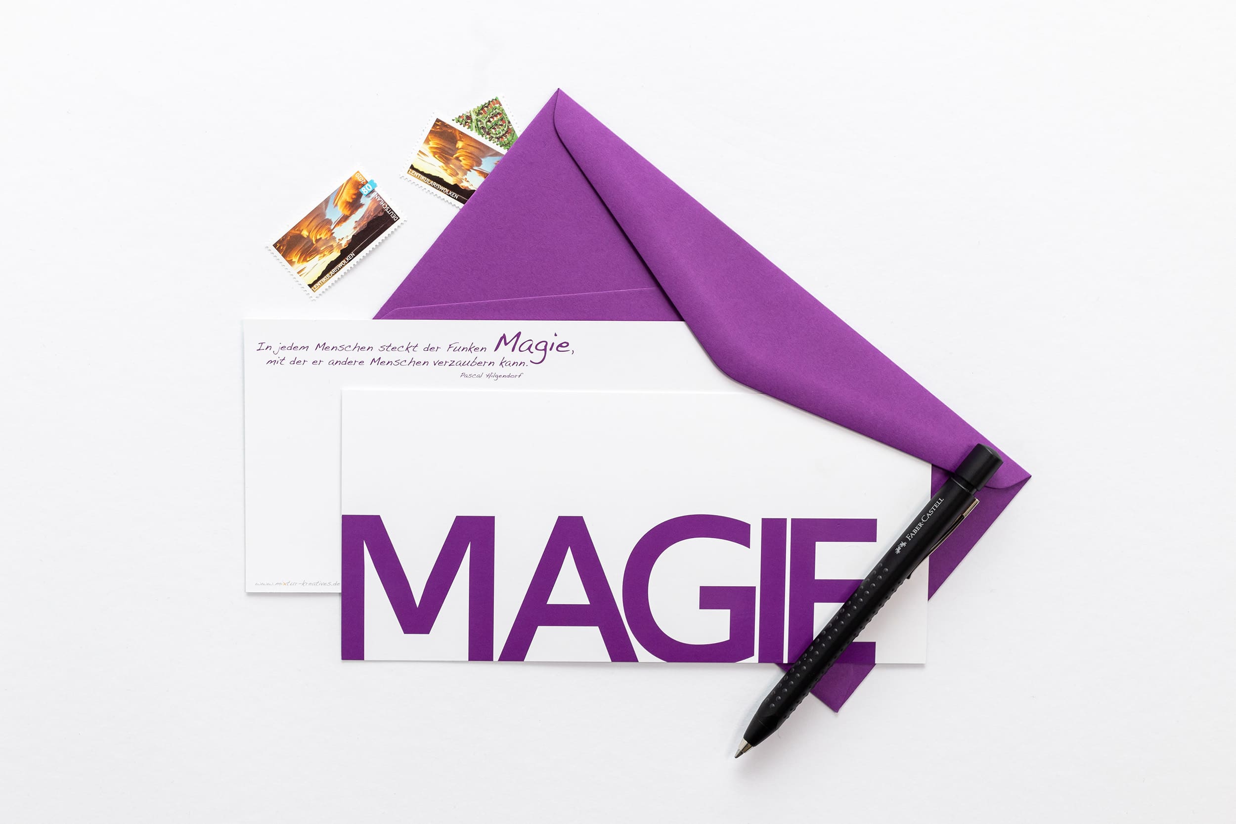Grußkarte "MAGIE" mit Schreibaccessoires