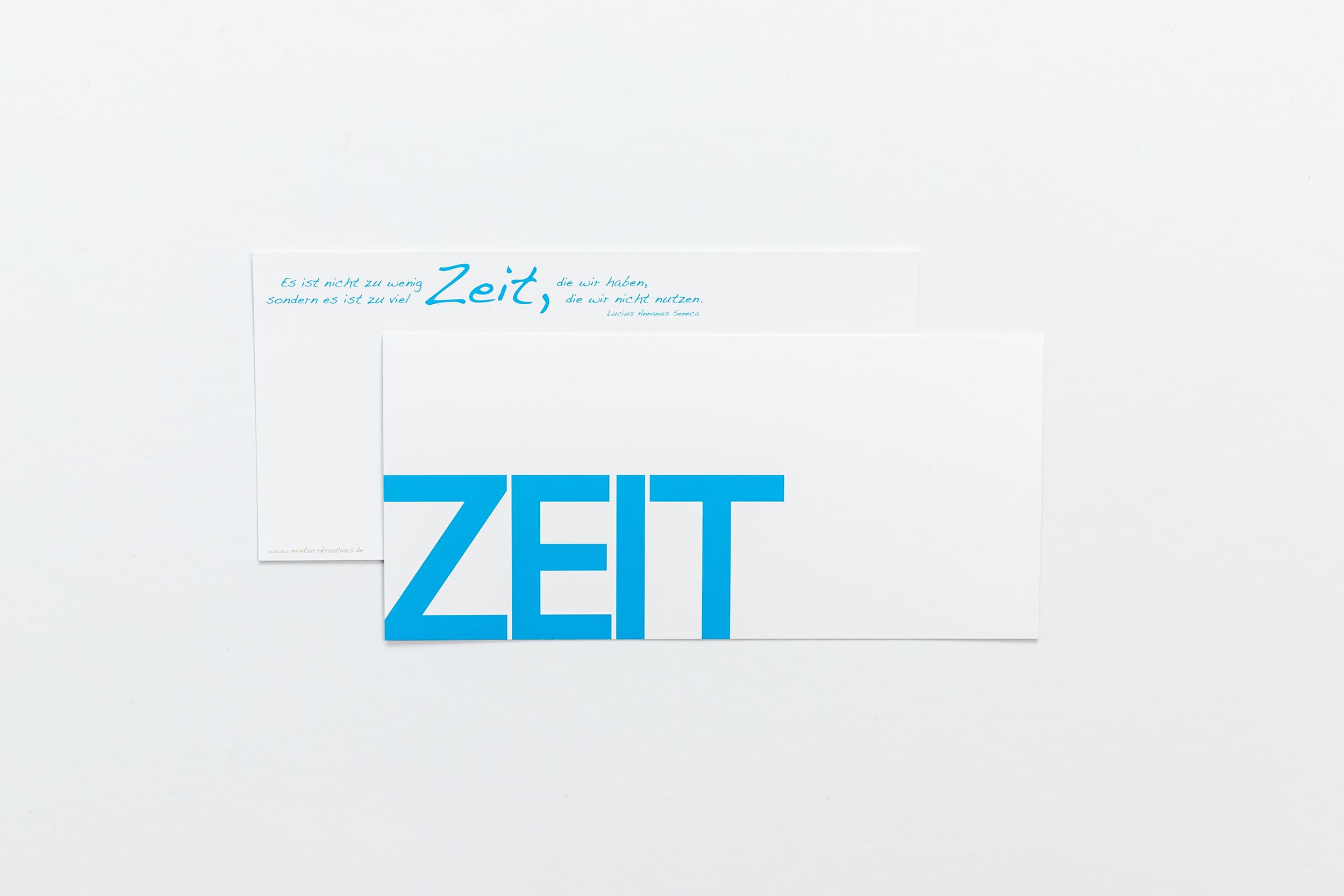 Grußkarte "ZEIT" als Postkarte mit Rückseite