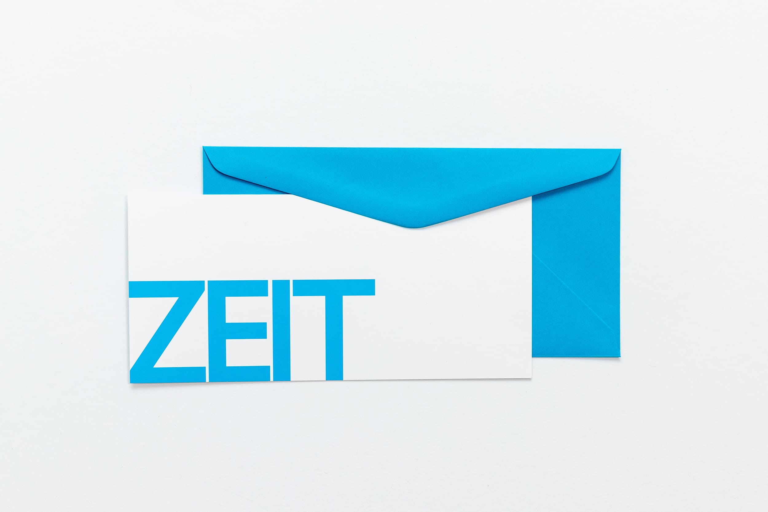 Grußkarte "ZEIT" mit blauem Briefumschlag