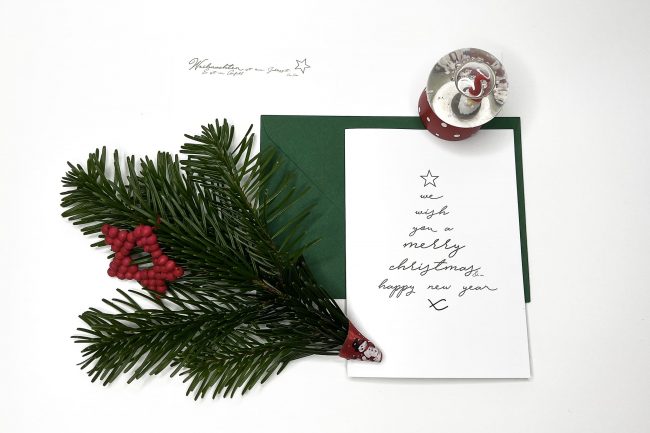 Weihnachtskarte Wörterbaum als Klappkarte